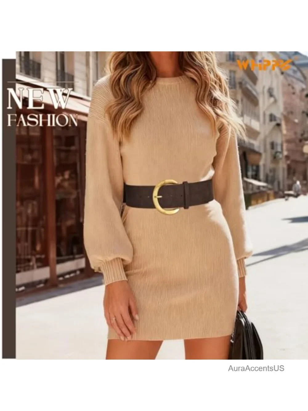 Wide Faux Suede Leather Belt with Gold Buckle for Women